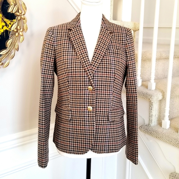 🆕️ J CREW Houndstooth Schoolboy Blazer Brown - Picture 8 of 8